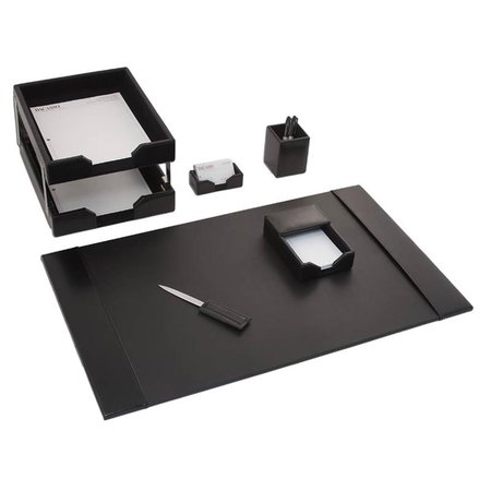 WORKSTATION Black Bonded Leather 8-Piece Desk Set, 8PK TH266532